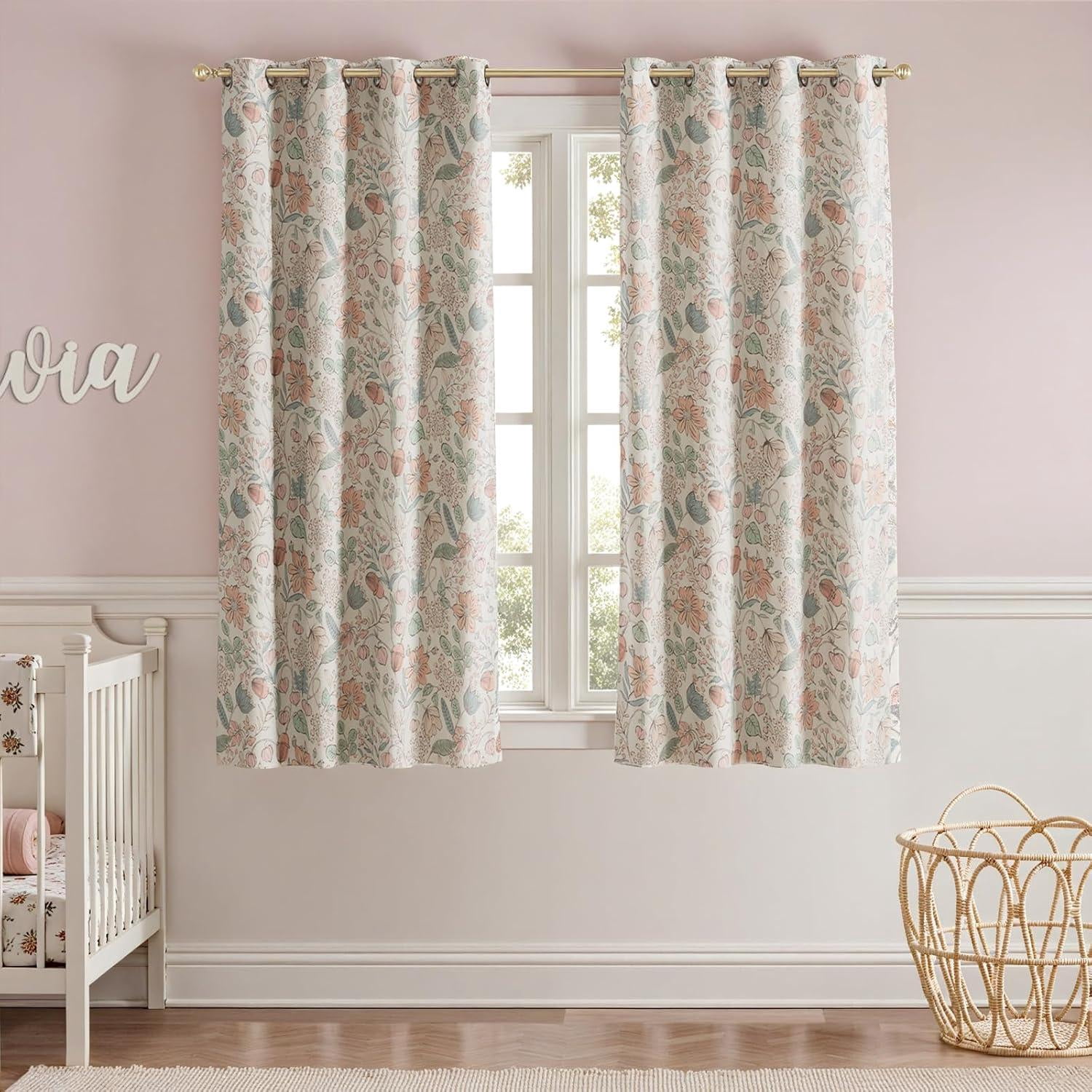 jinchan Nursery Curtains 95 Blackout Pink Floral Curtains for Girls — free download