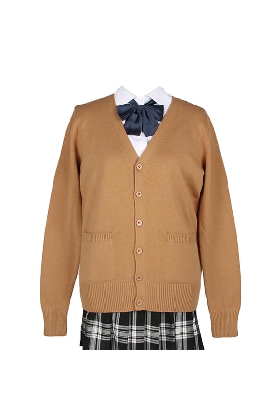 Women Sweater Cardigans V Neck Knitted Uniform Button up Long Sleeve JK Top Clothing with Pockets M