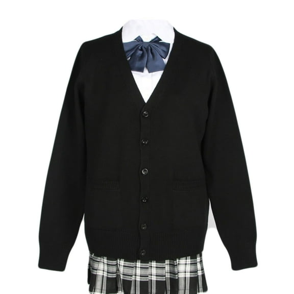 jinghuiyue Women Sweater Cardigans V Neck Knitted Uniform Button up Long Sleeve JK Top Clothing with Pockets M