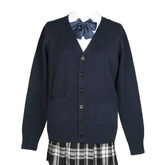jinghuiyue Women Sweater Cardigans V Neck Knitted Uniform Button up Long Sleeve JK Top Clothing with Pockets M
