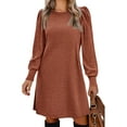 thumbnail image 1 of jinghuiyue Women Dresses Puff Long Sleeve Crew Neck Tunic Dress with Pockets Casual Knitted Pullover Dress L, 1 of 5