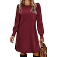 thumbnail image 1 of jinghuiyue Women Dresses Puff Long Sleeve Crew Neck Tunic Dress with Pockets Casual Knitted Pullover Dress XL, 1 of 5