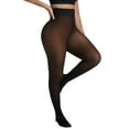 thumbnail image 1 of jinghuiyue Women Fleece Lined Tights Fake Translucent Warm Pantyhose Opaque Thick Stocking Leggings XS/S, 1 of 7