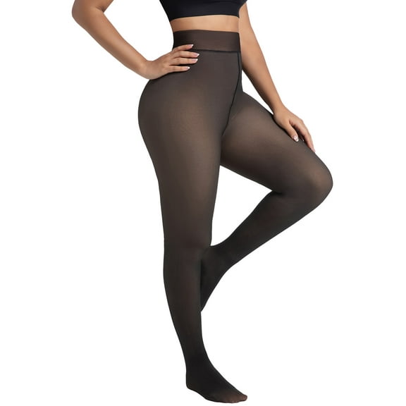jinghuiyue Women Fleece Lined Tights Fake Translucent Warm Pantyhose Opaque Thick Stocking Leggings XS/S