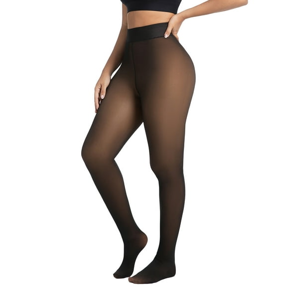 jinghuiyue Women Fleece Lined Tights Fake Translucent Warm Pantyhose Opaque Thick Stocking Leggings XS/S
