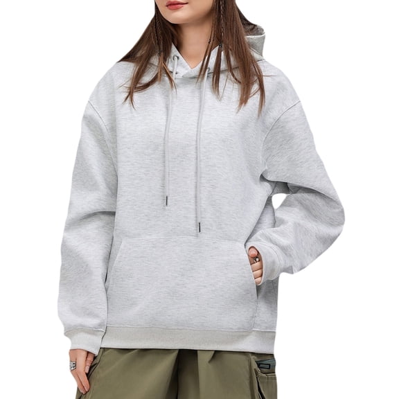 jinghuiyue Women Hoodies Sweatshirts Oversize Long Sleeve Comfy Casual Pullover Tops with Pocket Fashion M
