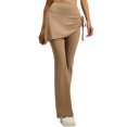 thumbnail image 1 of jinghuiyue Women Leggings High Waist Tummy Control Stretchy Flare Yoga Pants Pleated Side Drawstring Skirted Legging XL, 1 of 7