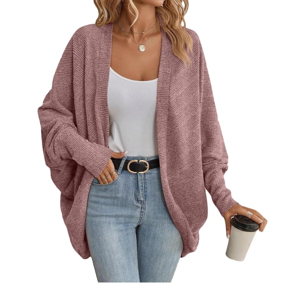 jinghuiyue Women Long Sleeve Cardigans Casual Batwing Sleeve Knitted Coat Loose Open Front Sweater Outwear XL
