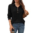 thumbnail image 1 of jinghuiyue Women Polo Shirts Long Sleeve Collared Button down Shirt V Neck Business Casual Pullover Tops S, 1 of 6