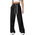 thumbnail image 1 of jinghuiyue Womens High Waist Wide Leg Sweatpants Elastic Drawstring Lounge Pants with Side Pockets L, 1 of 7
