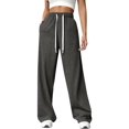 thumbnail image 1 of jinghuiyue Women Wide Leg High Waist Sweatpants Straight Leg Lounge Drawstring Elastic Sweat Pant with Pockets XXL, 1 of 7