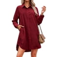 thumbnail image 1 of jinghuiyue Women's Button Down Shirt Dresses Long Sleeve Oversize Blouse Casual Long Shirts with Side Pockets S, 1 of 7