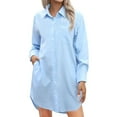 thumbnail image 1 of jinghuiyue Women's Button Down Shirt Dresses Long Sleeve Oversize Blouse Casual Long Shirts with Side Pockets XL, 1 of 8