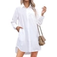 thumbnail image 1 of jinghuiyue Women's Button Down Shirt Dresses Long Sleeve Oversize Blouse Casual Long Shirts with Side Pockets L, 1 of 7