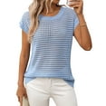 thumbnail image 1 of jinghuiyue Women's Crewneck Sweater Vest Hollow Out Cap Short Sleeve Knit Crochet Shirts Beach Cover Up Summer Pullover Tops XL, 1 of 6