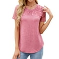 thumbnail image 1 of jinghuiyue Women’s Short Sleeve Shirts Dressy Lace Smocked Summer Tops Trendy Casual T shirts Cute Work Blouses L, 1 of 7