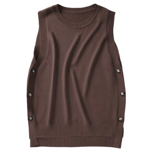 jinghuiyue Women's Sleeveless Sweater Vest Casual Crew Neck Ribbed Knit Pullover Tops Loose Fit Spring Fall Clothes L