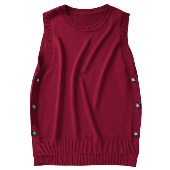 jinghuiyue Women's Sleeveless Sweater Vest Casual Crew Neck Ribbed Knit Pullover Tops Loose Fit Spring Fall Clothes XL