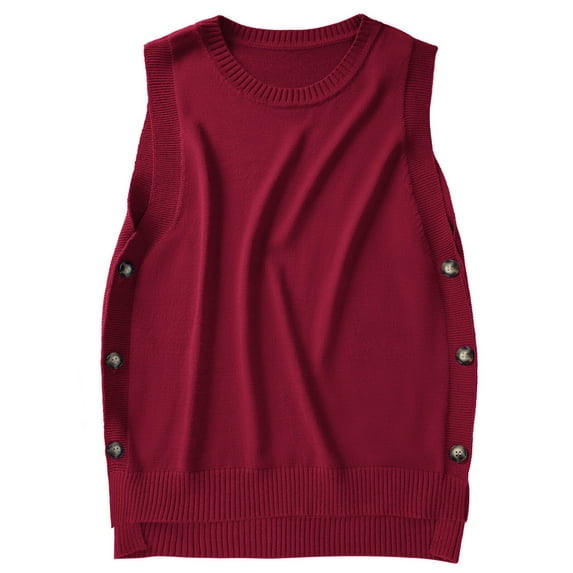 jinghuiyue Women's Sleeveless Sweater Vest Casual Crew Neck Ribbed Knit Pullover Tops Loose Fit Spring Fall Clothes XL