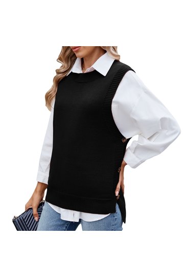 Women's Cable Knit Sweater Vest - V Neck Sleeveless Cropped Pullover For Layering