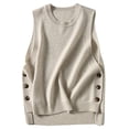 thumbnail image 1 of jinghuiyue Women's Sleeveless Sweater Vest Casual Crew Neck Ribbed Knit Pullover Tops Loose Fit Spring Fall Clothes XL, 1 of 7