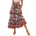 thumbnail image 1 of jinghuiyue Women’s Summer Boho Floral Printed Elastic High Waist Maxi Skirt Flowy Swing Casual A Line Beach Long Skirts S, 1 of 8