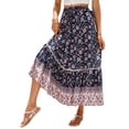 thumbnail image 1 of jinghuiyue Women’s Summer Boho Floral Printed Elastic High Waist Maxi Skirt Flowy Swing Casual A Line Beach Long Skirts XL, 1 of 8