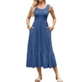 thumbnail image 1 of jinghuiyue Women’s Summer Sleeveless Dress Casual Flowy Tiered Maxi Long Beach Dresses with Pockets L, 1 of 3