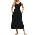 thumbnail image 1 of jinghuiyue Women’s Summer Sleeveless Dress Casual Flowy Tiered Maxi Long Beach Dresses with Pockets M, 1 of 4