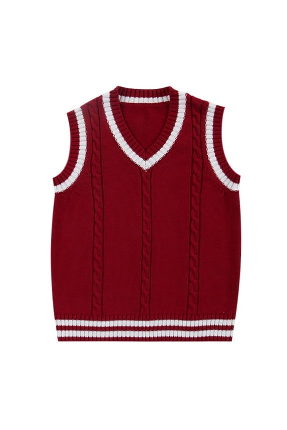 Women’s Sweater Vest V Neck Sleeveless Knit School Uniform Basic Casual Preppy Style Ribbed Pullover Tops L