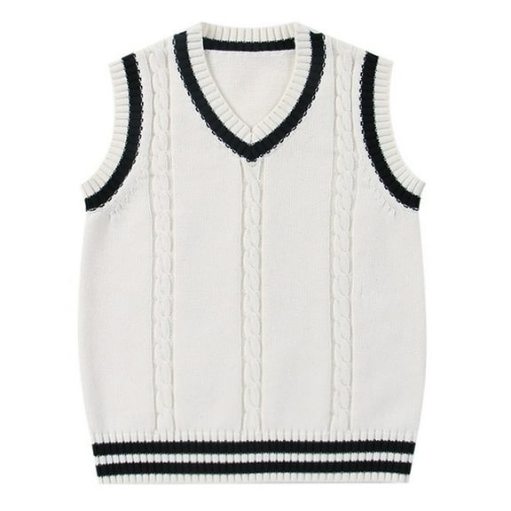 jinghuiyue Women’s Sweater Vest V Neck Sleeveless Knit School Uniform Basic Casual Preppy Style Ribbed Pullover Tops M