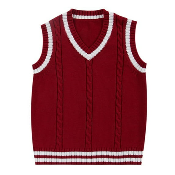 jinghuiyue Women’s Sweater Vest V Neck Sleeveless Knit School Uniform Basic Casual Preppy Style Ribbed Pullover Tops XL