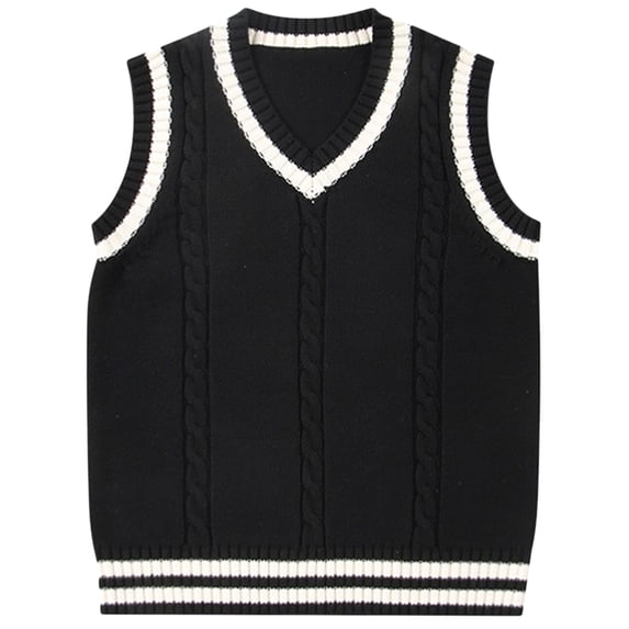 jinghuiyue Women’s Sweater Vest V Neck Sleeveless Knit School Uniform Basic Casual Preppy Style Ribbed Pullover Tops XXL