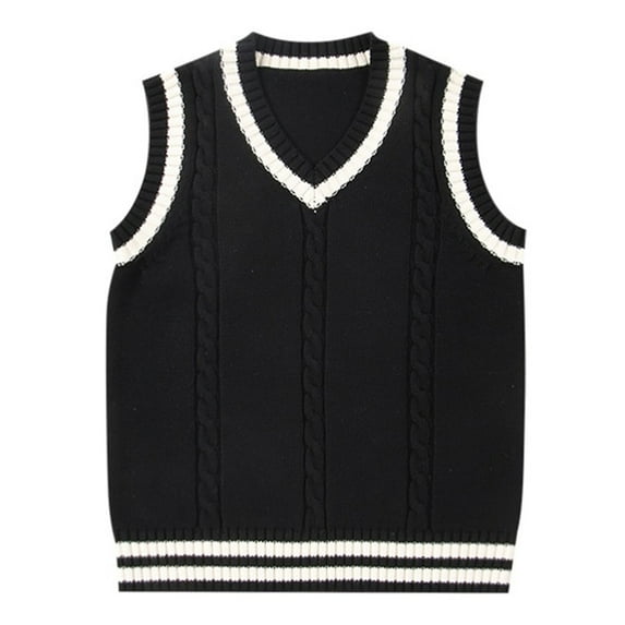jinghuiyue Women’s Sweater Vest V Neck Sleeveless Knit School Uniform Basic Casual Preppy Style Ribbed Pullover Tops XXL