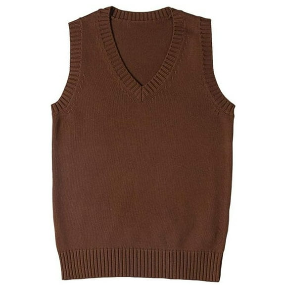 jinghuiyue Women’s V Neck Sweater Vest School Uniform Solid Color Sleeveless Knit Sweaters Pullover Tank Tops M