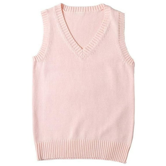 jinghuiyue Women’s V Neck Sweater Vest School Uniform Solid Color Sleeveless Knit Sweaters Pullover Tank Tops M