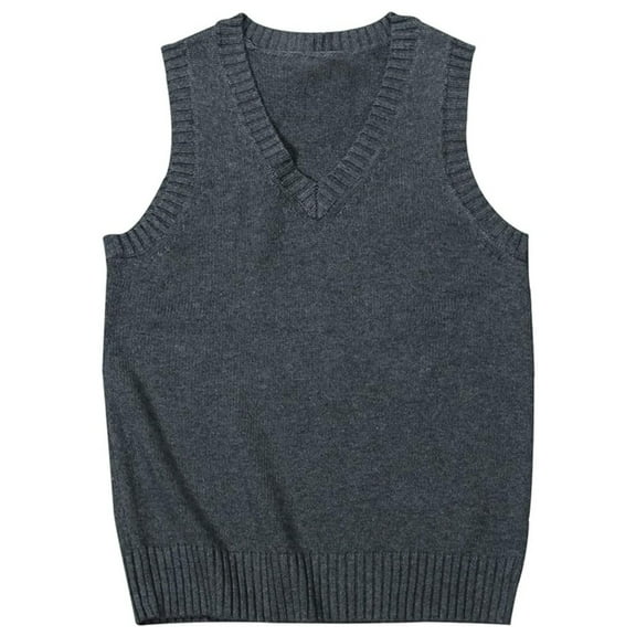 jinghuiyue Women’s V Neck Sweater Vest School Uniform Solid Color Sleeveless Knit Sweaters Pullover Tank Tops L
