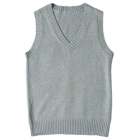 jinghuiyue Women’s V Neck Sweater Vest School Uniform Solid Color Sleeveless Knit Sweaters Pullover Tank Tops M