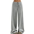thumbnail image 1 of jinghuiyue Women Wide Leg Pants Striped Elastic Low Waisted Pants Casual Knit Loungewear with Drawstring XXL, 1 of 6