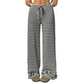 thumbnail image 1 of jinghuiyue Women Wide Leg Pants Striped Elastic Low Waisted Pants Casual Knit Loungewear with Drawstring XXL, 1 of 6