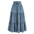 thumbnail image 1 of jinghuiyue Womens Boho Floral Midi Skirt Elastic High Waist A Line Flowy Swing Casual Beach Skirts S, 1 of 7