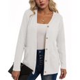 thumbnail image 1 of jinghuiyue Womens Cardigans V Neck Long Sleeve Loose Cardigan Button up Ribbed Outwear Jacket with Pockets M, 1 of 4