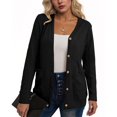 thumbnail image 1 of jinghuiyue Womens Cardigans V Neck Long Sleeve Loose Cardigan Button up Ribbed Outwear Jacket with Pockets M, 1 of 4
