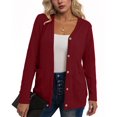 thumbnail image 1 of jinghuiyue Womens Cardigans V Neck Long Sleeve Loose Cardigan Button up Ribbed Outwear Jacket with Pockets S, 1 of 4