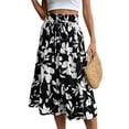 thumbnail image 1 of jinghuiyue Womens Floral Print Tiered Midi Skirts High Waist Flowy Ruffle A-Line Casual Summer Skirt L, 1 of 7