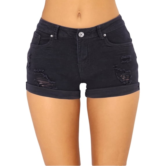 jinghuiyue Womens Mid Rise Stretchy Denim Shorts Casual Distressed Ripped Rolled Hem Jean Short with Pockets XXL