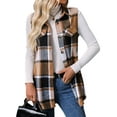 thumbnail image 1 of jinghuiyue Womens Plaid Vest Button Down Sleeveless Lapel Neck Long Vest Tops Outerwear Casual Flannel Waistcoat Jackets L, 1 of 6