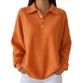thumbnail image 1 of jinghuiyue Womens Polo Shirts Long Sleeve Waffle Knit Button Down Shirt Casual Loose Fit V Neck Tunic Tops M, 1 of 4