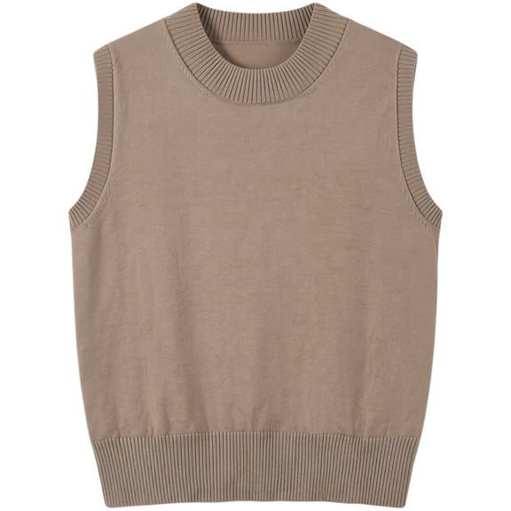 jinghuiyue Womens Sleeveless Sweater Vest Crew Neck Pullover Vests Business Office Ribbed Knitwear Uniform Tops M