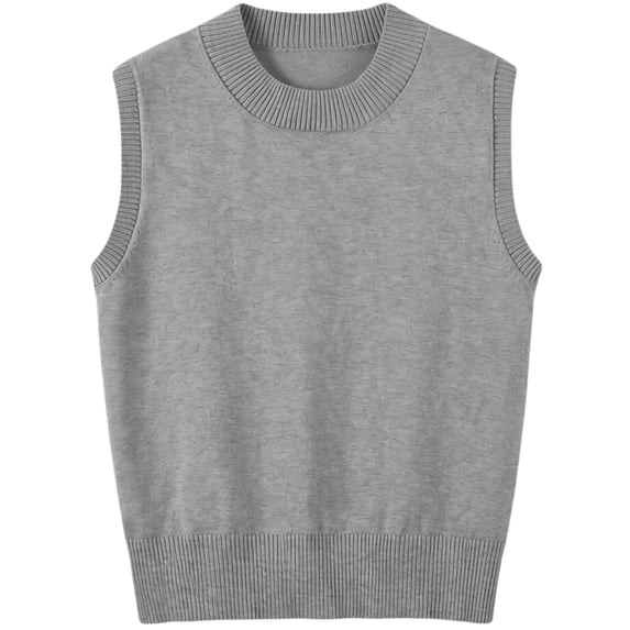 jinghuiyue Womens Sleeveless Sweater Vest Crew Neck Pullover Vests Business Office Ribbed Knitwear Uniform Tops S